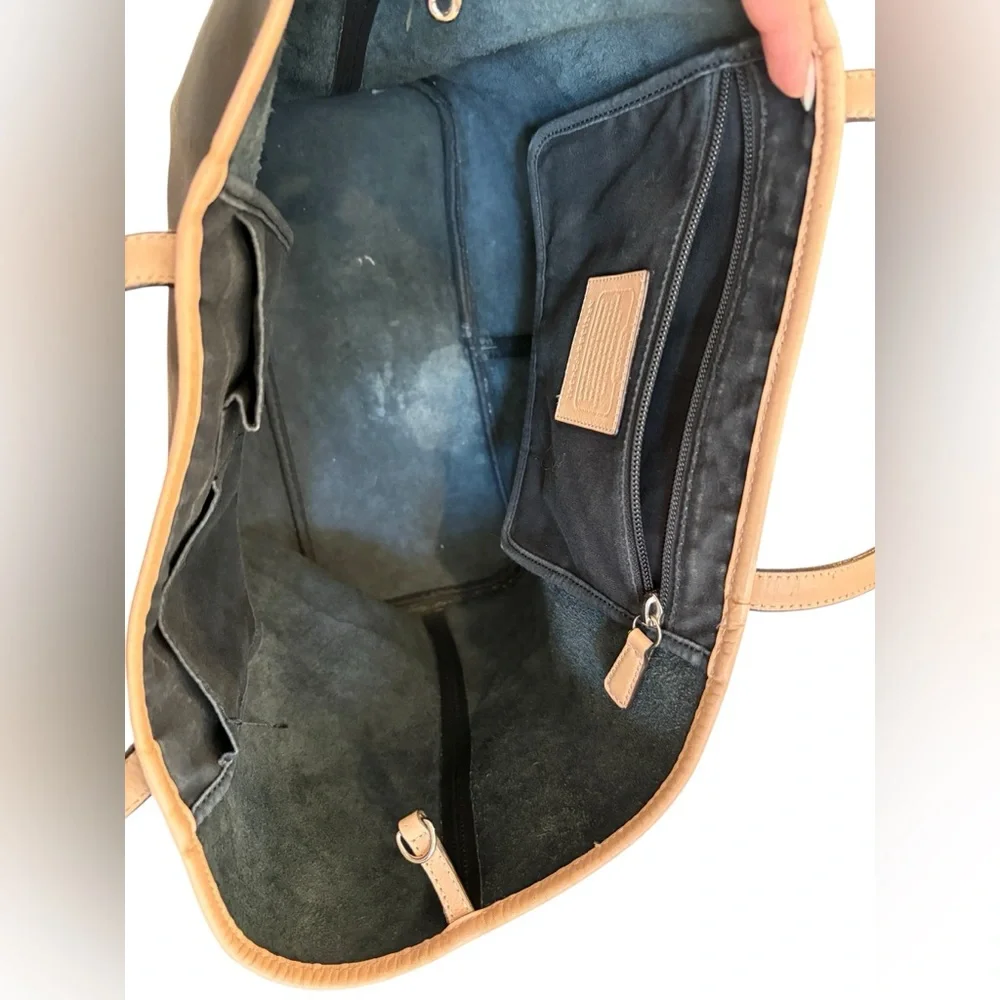 Coach Black Tote with Tan Leather Trim